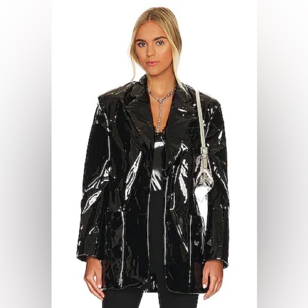 Women’s AFRM Agnes oversized black patent blazer- Size XS
